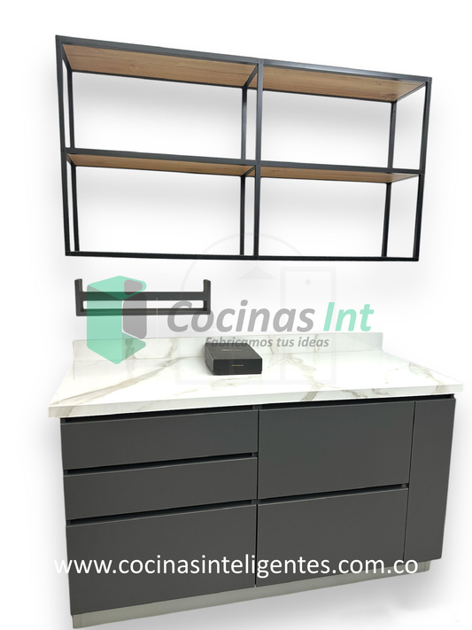 Isla en madera ecológica color plomo