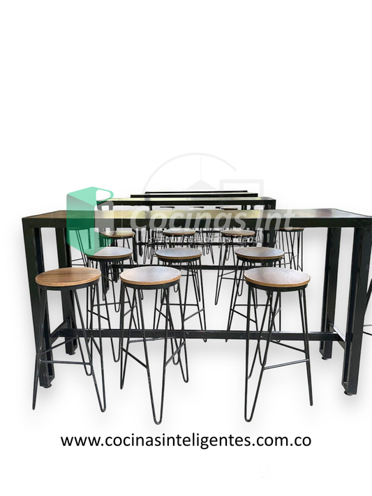 Barra multiusos + 8 sillas